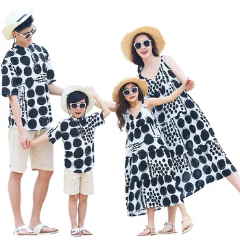 

Summer Family Clothing seaside Mother Daughter Dresses Family Matching Outfits Bohemia Dress for Kids and Women
