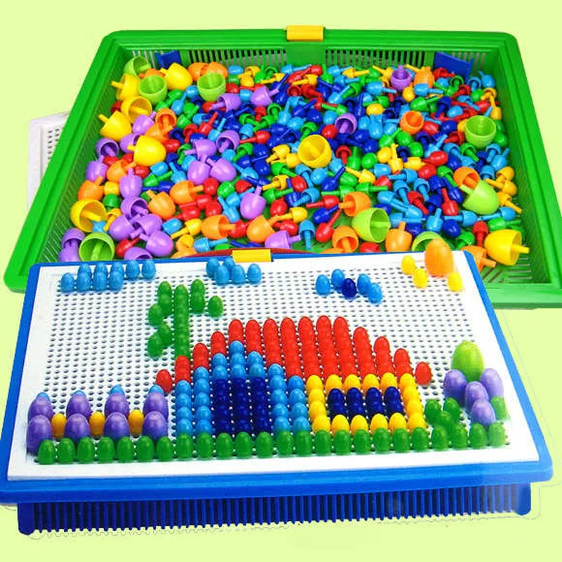 296 шт мозаика картина головоломка игрушка Дети композитный Интеллектуальный образовательный гриб ногтей набор игрушек