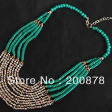 TNL507 изумительное тибетское Коралловое многослойное бисерное ожерелье из бычьей кости, цветной Бохо 2013 Мода, Новое поступление