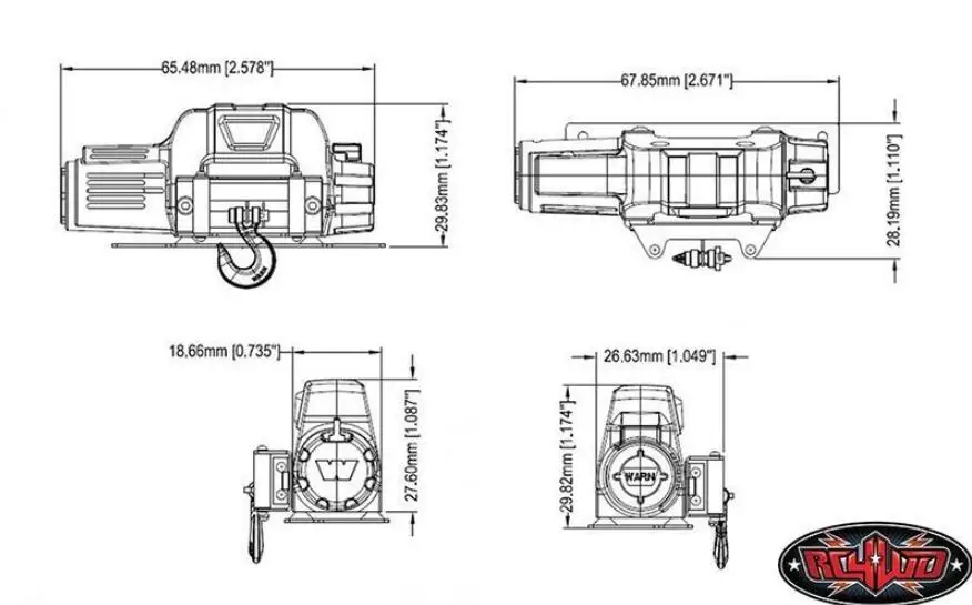 RC4WD 1/10 Mini Warn 9.5cti фотоэлектрическая лебедка маленькая с монтажной пластиной и