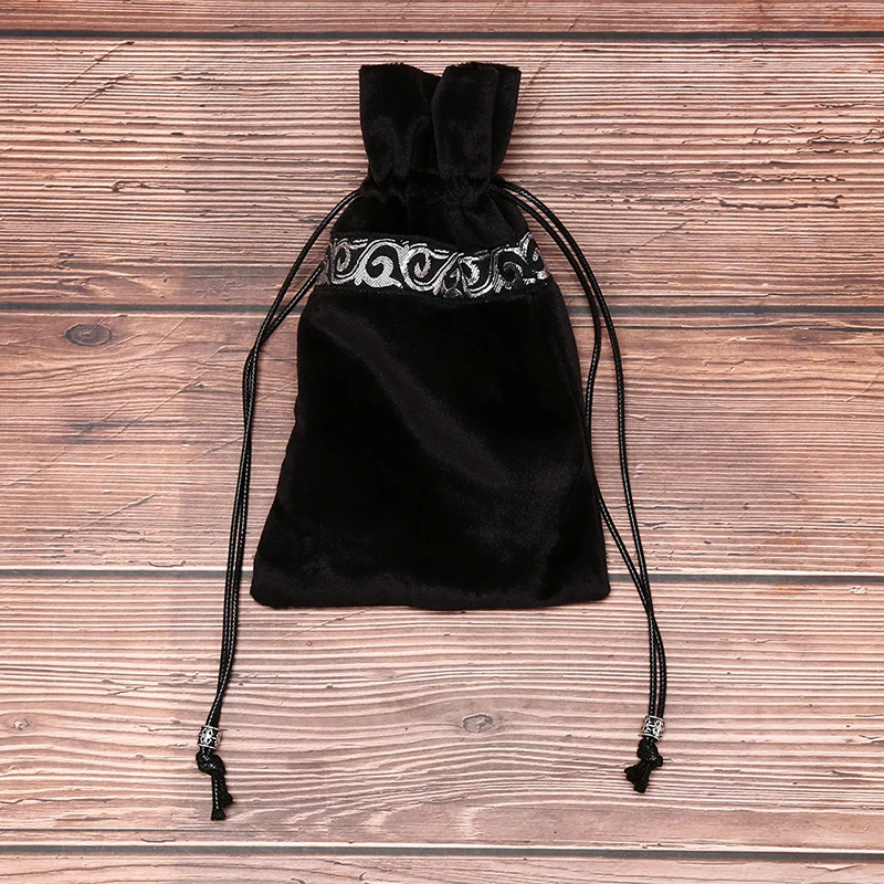 1 шт., вечерние сумочки для карт Таро в стиле ретро, бархатные гобелены для настольной игры, винтажный черный цвет, 19,5 см x 12 см