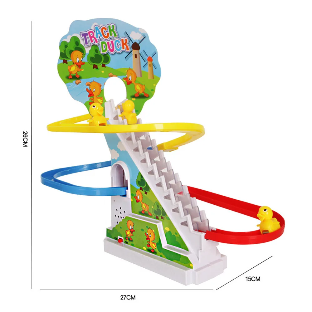 Бегущие блоки желтая утка Электрический светильник музыка аттракцион Электрический подъем лестницы трек игрушки для детей brinquedos 15