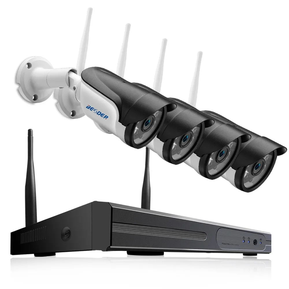 BESDER 4 канальная система видеонаблюдения беспроводной видеорегистратор HD 960P P2P ИК