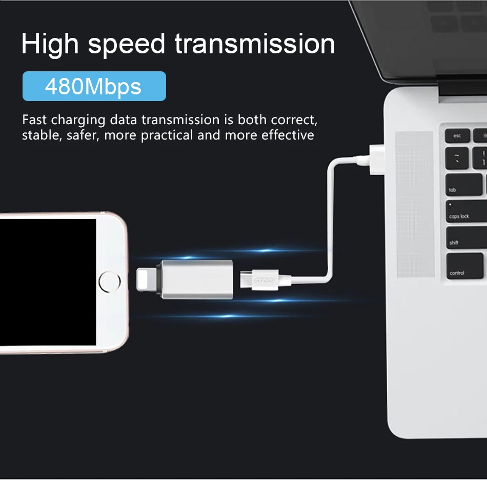 !ACCEZZ 5PC USB OTG Adapter For iphone X 7 8 Plus XS MAX XR Sync Data Charger Type-C To Lighting 8 Pin Converter For Apple 6S 5S (3)