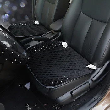 

Universal car seat covers cute diamond car interior accessories cushion camellia flower styling winter plush car pad seat cover