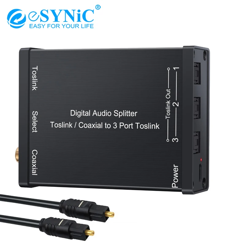 eSYNiC 2x3 Toslink/Coaxial Switcher Splitter + USB Toslink Cable For Fit LPCM2.0 DTS Dolby-AC3 Optical Digital Audio |