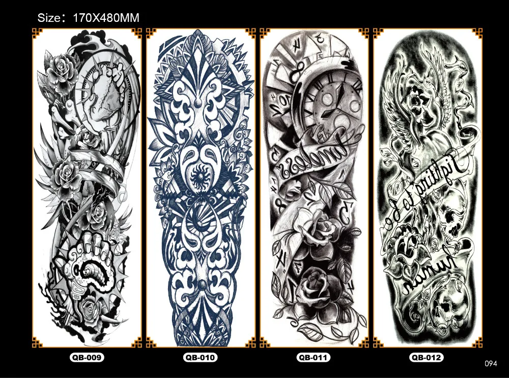 NEW 4 sheets Large Temporary Tattoos Sticker Men Arm Sleeves lelft Shoulder Fake Tattoo Body Art sticker Twinset 3d Fake Totem (11)