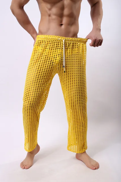 Men s Sexy Mesh Sheer Lounge Pants Sexy Long Pants Men Casual Trousers Soft Comfortable Sleep
