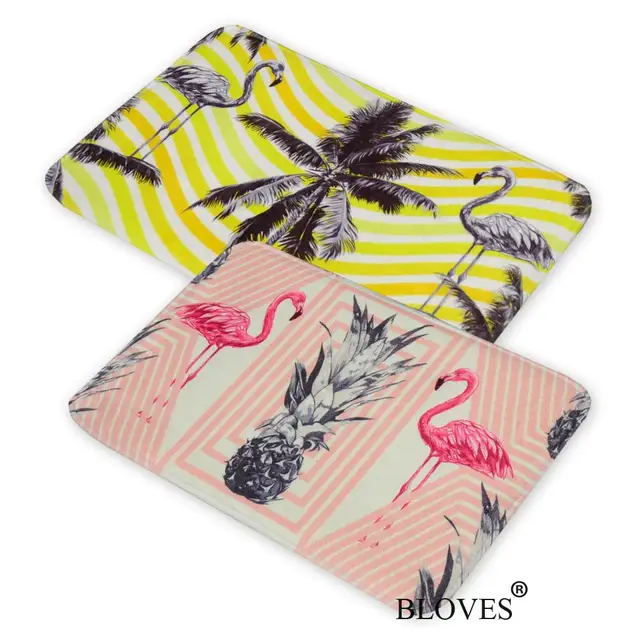 Flamingo Palm Tree Pinele Flannel Floor Mat Nordic Design Bath Flamingo Palm Tree Pinele Flannel Floor Mat Nordic Design Bath Alfombras Bathroom Carpets Kitchen Rugs
