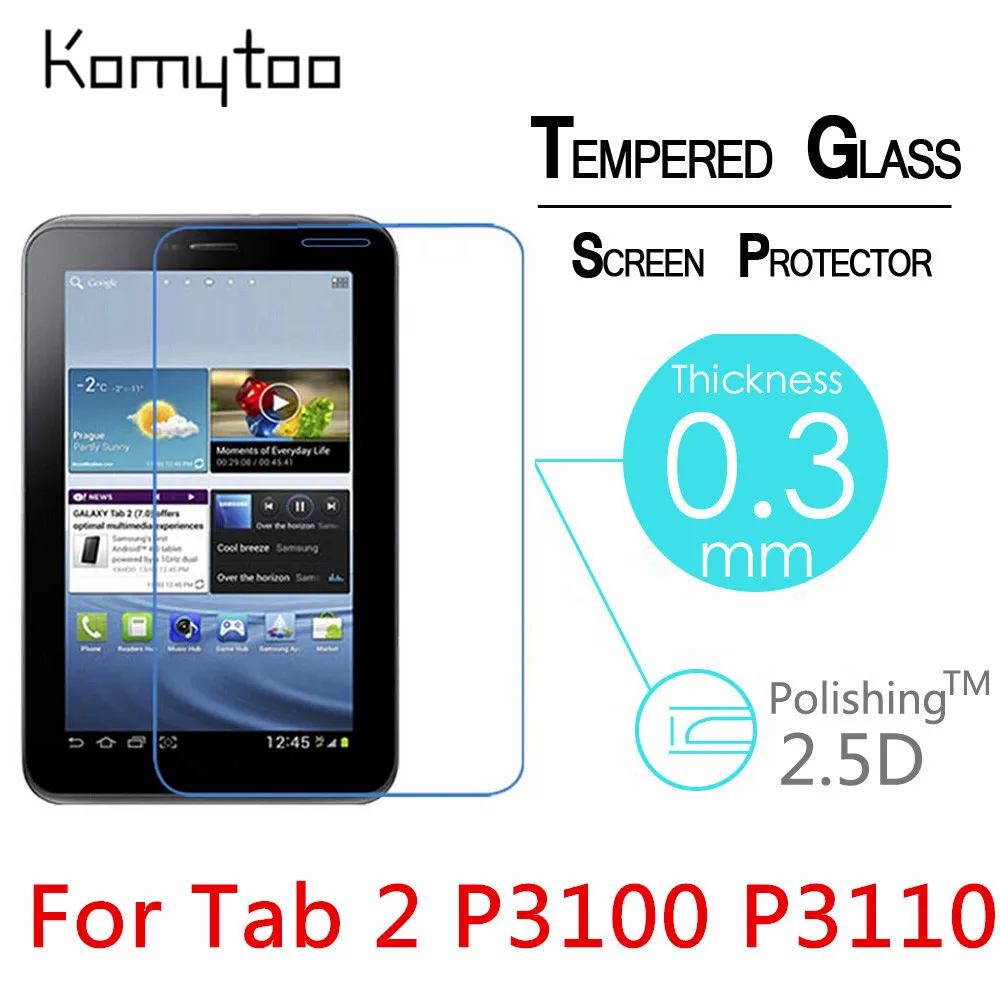 Для samsung Galaxy Tab 2 P3100 P3110 " Защитная пленка для экрана 9H 2.5D 0,3 мм взрывозащищенное Закаленное стекло