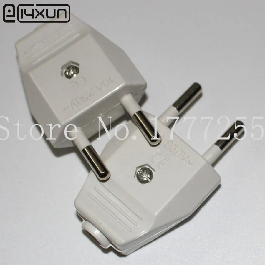 5pcs 10A 250V AC EN EU Round 2Pin Power Cord Electrical Plug CE
