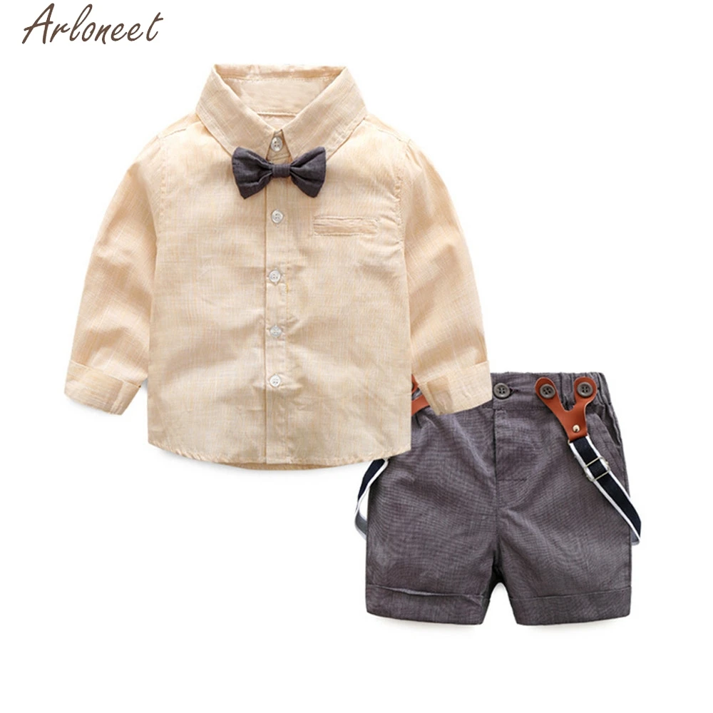 

ARLONEET Infant Baby Boy Gentleman Suit Bow Tie Shirt Suspenders Shorts Pants Outfit Set Boys 19Fer12