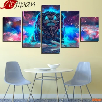 

Abstract Lion Cool Animal Painting 5 Pieces/Set Print Poster Modern Printing Living Room Decor Unframed Canvas Wall Art