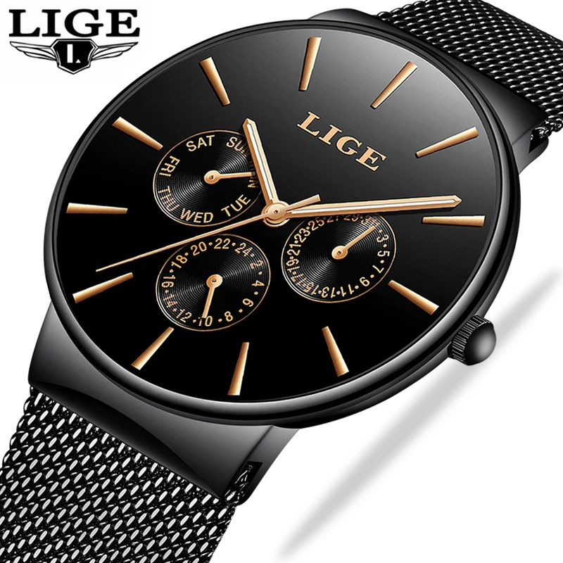 

LIGE Mens Watches Top Brand Luxury Ultra Thin Military Sport Watch Men Full steel Waterproof Quartz Wristwatch Relogio masculino