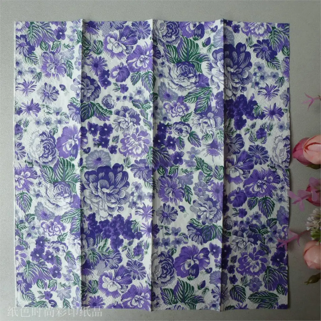 4 x Decoupage serviettes 21x21cm 2 ply beautiful purple flowers paper handkerchief decoupage