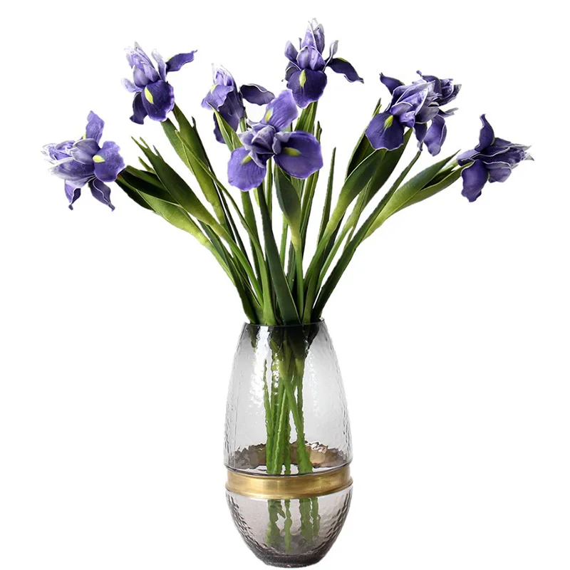 

PU Real Touch Orchid Artificial Flower Hand Bouquet Floral Home Christmas Decor Wedding Alice Iris Artificial Flowers