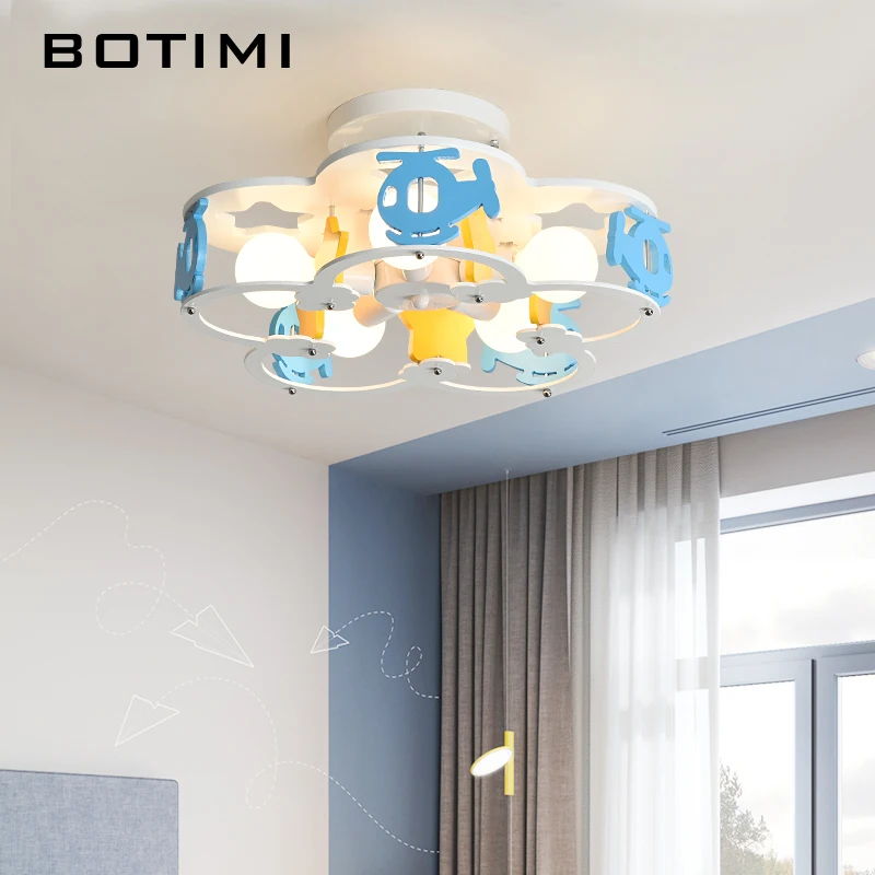

BOTIMI Cartoon LED Ceiling Lights For Kids Room Chrimas Tree Surface Mounted Boys' Bedroom Lighting Plane Shaped Children Lamps