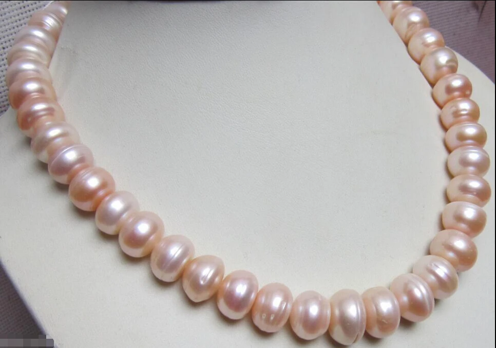 

HUGE ELEGANT 12.2-15.2MM SOUTH SEA GOLD PINK PEARL NECKLACE 17INCH ^^^@^Noble style Natural Fine jewe FREE SHIPPING