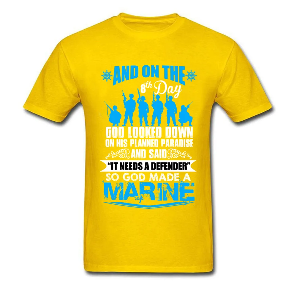 IT NEEDS A DEFENDER Crewneck Tshirts Summer Fall Tops Shirt Short Sleeve Rife Pure Cotton Normal T-shirts Printing Men IT NEEDS A DEFENDER yellow