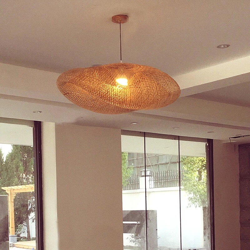 Novelty Retro Hand Knitted Bamboo Hanging Pendant Light Decoration for Hotel Restaurant Cafe Bar Dining Room Study Home Lighting (11)