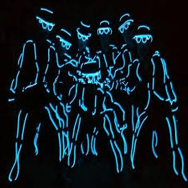 Best Offers Cool LED Stage Wear Cosplay Novel Glowing Clothes Stylish Monks LED EL Wire Costume Clothes ,Cap And Glasses For Party