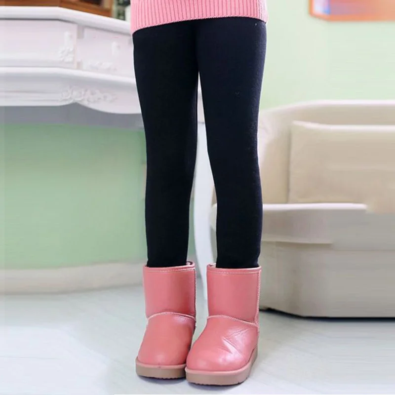 Autumn Winter New Girls Leggings Cotton Velvet Warm Candy Color Girl Casual Pants 4-11 Year Children Pants