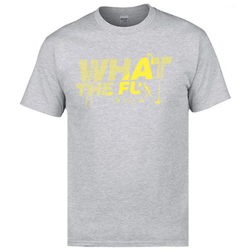 What the Fu Europe Short Sleeve Tops & Tees Summer Round Neck Pure Cotton Men Top T-shirts Europe T-shirts Company What the Fu grey