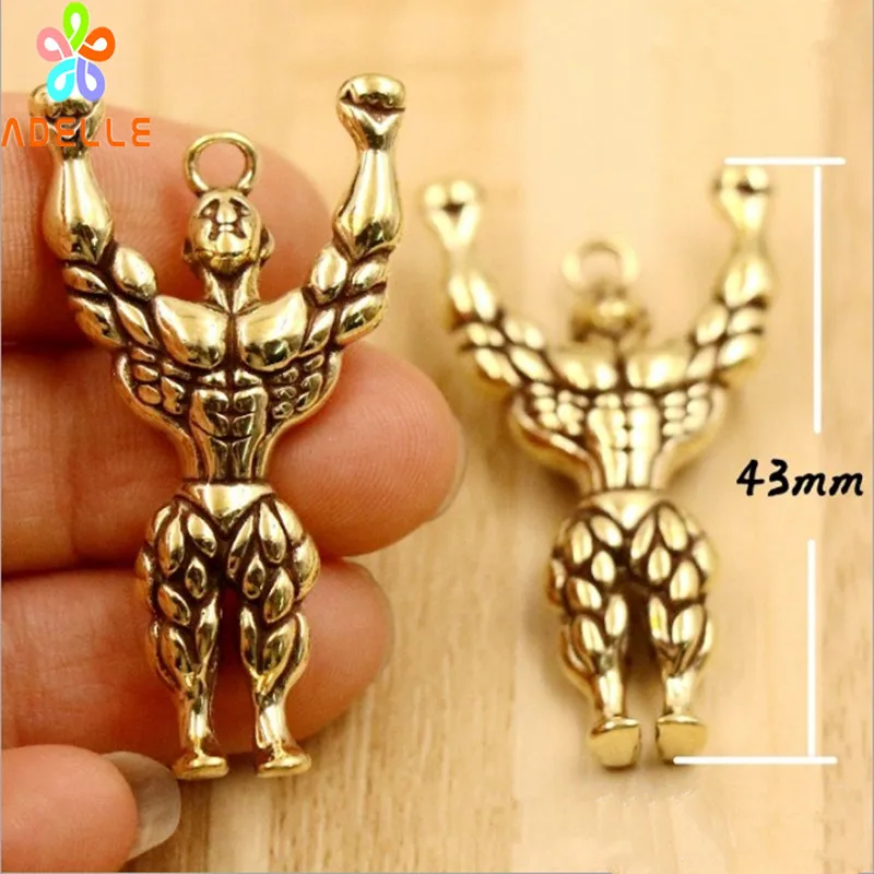 

2x 100% Solid Brass Vintage Superman Sexy Powerful Handmade Keyring Car Accessory DIY Jelwery Pendant Gift Finding Free Shipping
