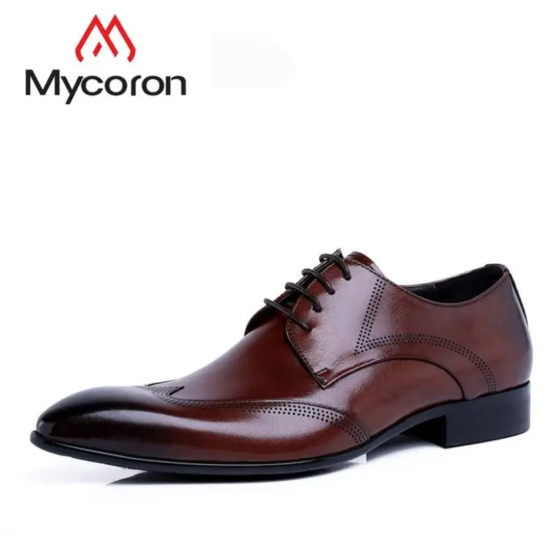 MYCORON/2019 Мужские ботинки в итальянском стиле мужские кожаные туфли-оксфорды