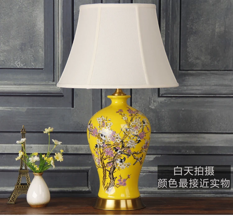 China Antique Living Room Vintage Table Lamp Porcelain Ceramic Table Lamp wedding decoration funny table lamp flower and bird  (6)