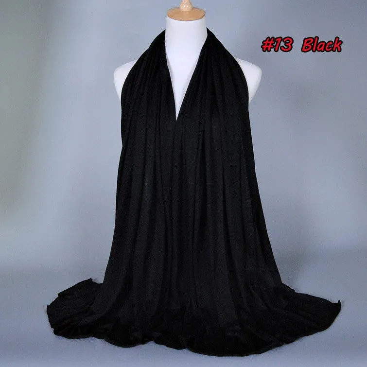 21 цвет 180*80 см однотонный хиджаб из Джерси женские зимние эластичные мусульманские шали шарф Макси палантин теплый палантин Foulard Sjaal