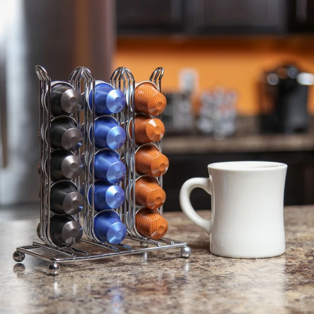 36 Cups Nespresso Capsule Storage Rack Coffee Pod Holder Tower Stand 36 Cups Nespresso Capsule Storage Rack Coffee Pod Holder Tower Stand Iron Pods Shelves Stainless