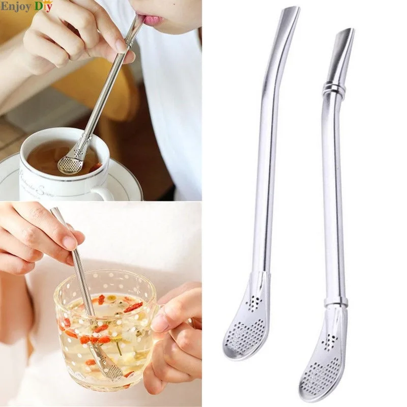 

Stainless Steel Drinking Straw Spoon Tea Filter Tea Straws Tea Infuser Strainer Reusable Teaware Tools Kitchen Bar Accessories