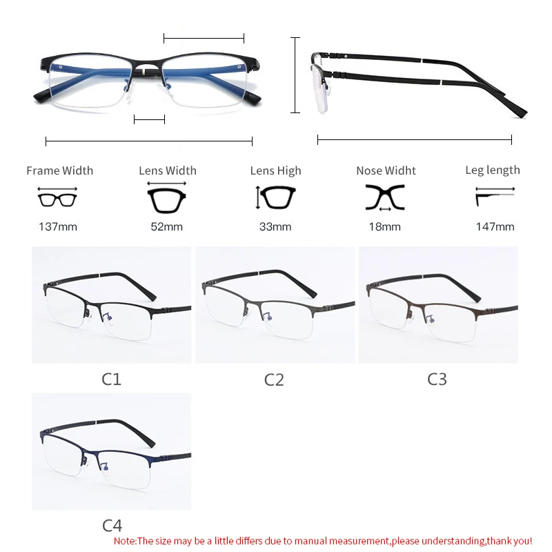 Оптические очки из сплава, оправа для деловых мужчин, Ультралегкая квадратная оправа, очки для женщин, полуоправа, близорукость, модные простые очки 640