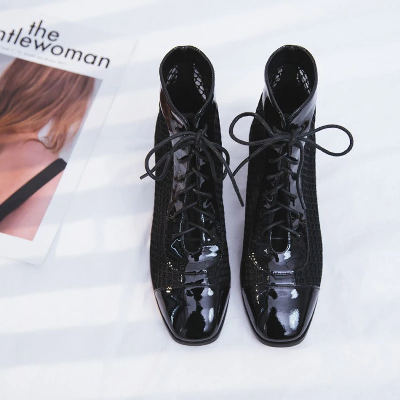 Air-mesh-ankle-boots-for-women-middle-heels-black-sandals-runway-stlye-cross-tied-long-boots (2)