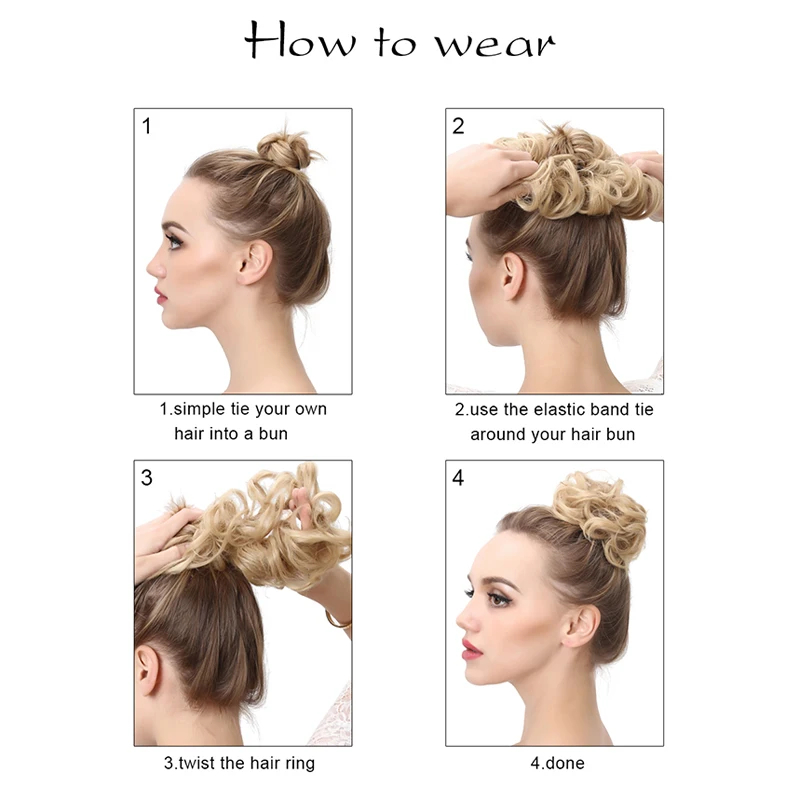 Synthetic hair bun extensions messy curly elastic hair scrunchies hairpieces synthetic chignon donut updo hair pieces