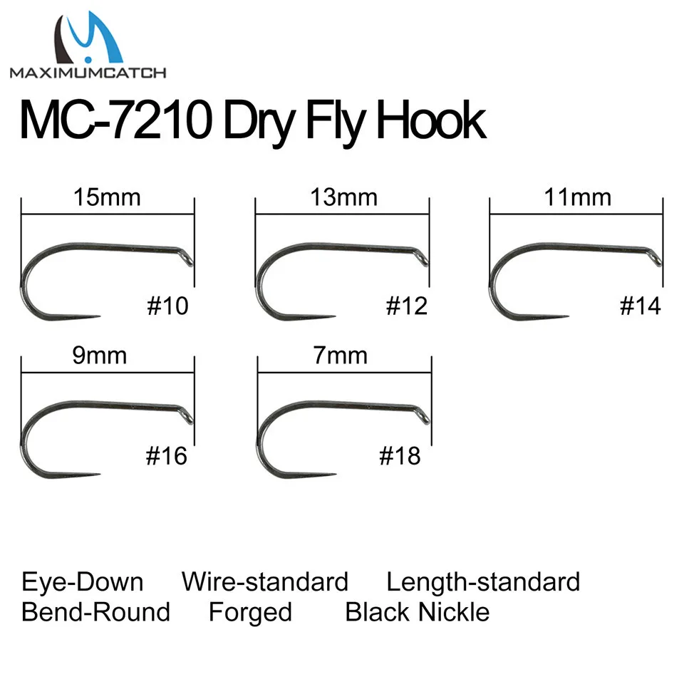 Maximumcatch 100pc Eye-Down Fish-Friendly Barbless Fly Tying Hook  10#12#14#16#18# Dry&Wet&Nymph&Shrimp Caddis Pupa Jig Hooks