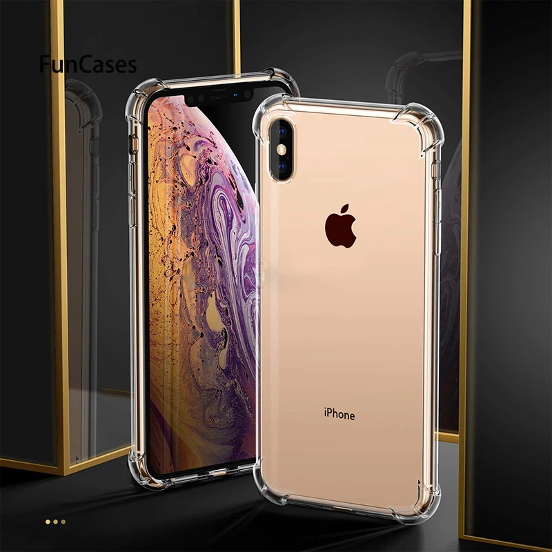 Противоударный бампер прозрачный силиконовый чехол для iPhone X XS XR Max 8 7 6 S Plus 5 5S SE