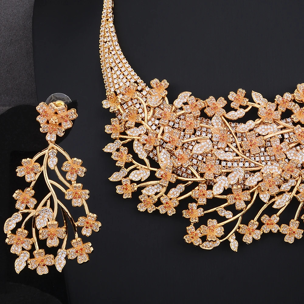 

GODKI Big Luxury Plum blossom African Cubic Zircon CZ Nigerian Jewelry sets For Women Wedding Indian Beads Bridal Jewelry Sets