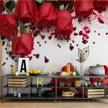 Beibehang обои для стен 3 d мода Расширенная Большая фреска большая красная роза 3D кольцо ТВ фон стены papel де parede обои