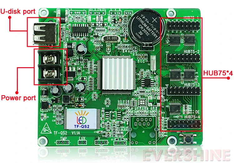 TF-QS2 полноцветная карта управления 256x128 пикселей, 512x64 пикселей с u-диском и hub75x4 светодио дный порт светодиодный видео дисплей карта