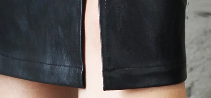 Черная Женская юбка миди из искусственной кожи Весенняя Дамская посылка с высокой талией и разрезом спереди Женская юбка-карандаш размера плюс S-2XL