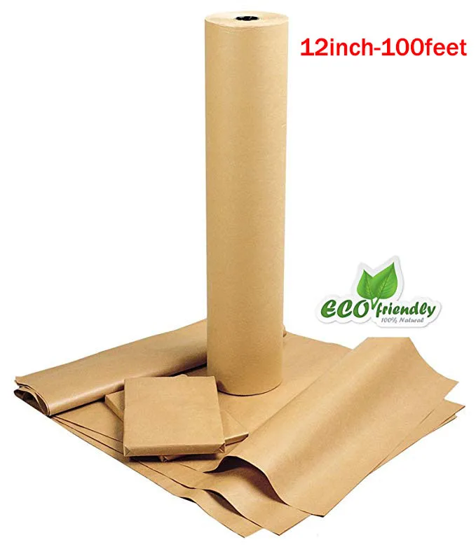 

12inch-100Feet Kraft Paper Roll Recycled Paper for Gift flower paper Wrapping,scrapbooking christmas wrapping paper packing