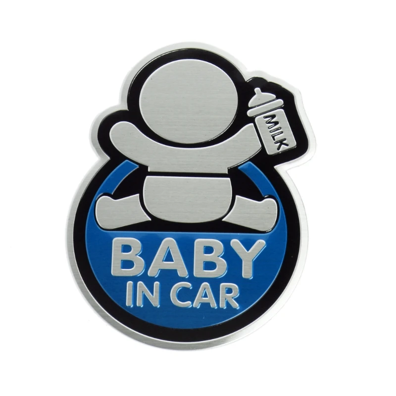 1 шт. автомобиля 3D окна алюминиевая наклейка ребенок Предупреждение автомобиле предупреждающая наклейка безопасности водонепроницаемый - Название цвета: Синий
