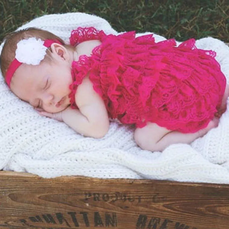 Детский ярко розовый комбинезон с оборками для девочек|lace romper newborn|petti romperkids rompers |