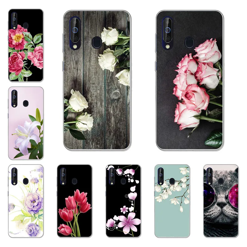 Чехол для samsung Galaxy A60 силиконовая симпатичная Роза мягкая задняя крышка из ТПУ