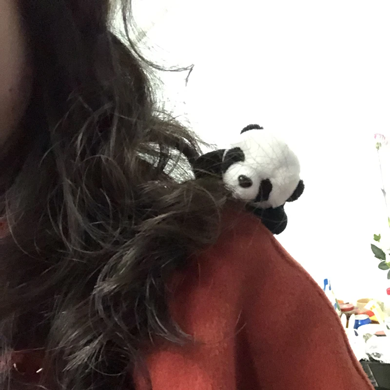 

Super Cute Baby Panda Fluffy Panda lying on you Hair Clasp Brooches Safe Pins Gift From China