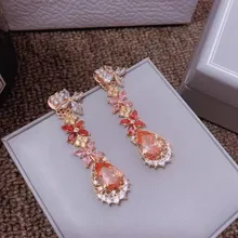 Дизайнерские Модные ювелирные изделия из меди 3A кубического циркония вечерние серьги