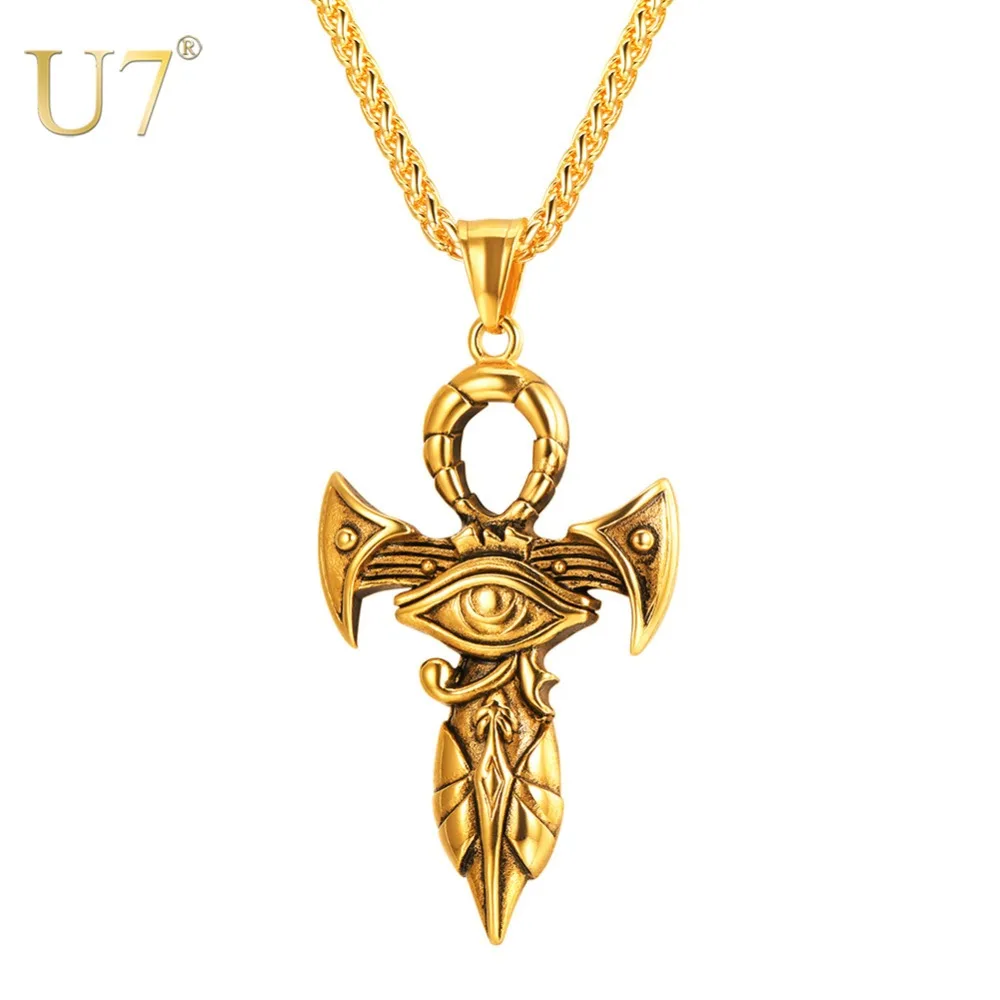 Ожерелье в стиле панк U7 The Eye Of Horus Ankh подарочное ювелирное изделие унисекс из