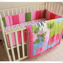 Подарок новорожденному малышу-розовые амималы 3 шт. хлопок кроватка комплект постельного белья